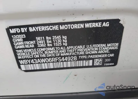 2024 BMW I4 Edrive35 z USA, uszkodzony, nr VIN WBY43AW06RFS44928